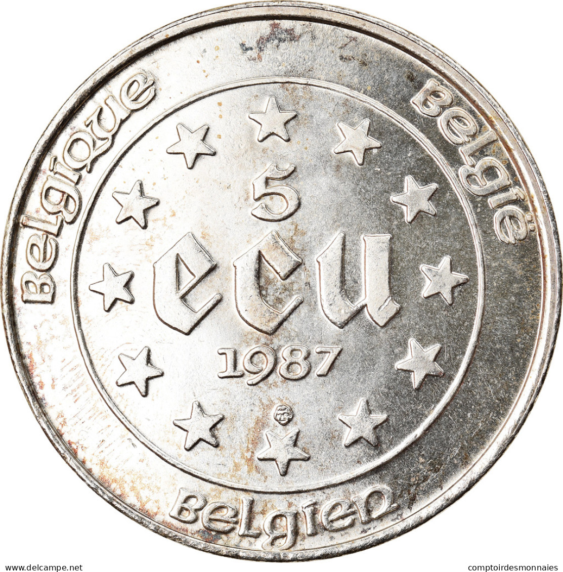 Monnaie, Belgique, Baudouin I, 5 Ecu, 1987, SUP+, Argent, KM:166 - Ecu