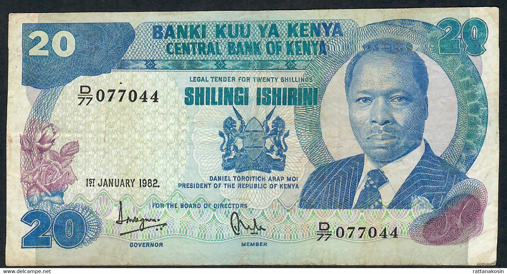 KENYA P21b 20 SHILLINGS 1982  # D/77    VF NO P.h. - Kenia