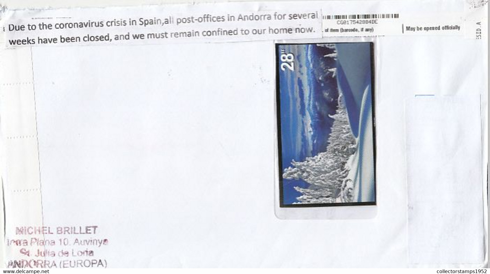 8183FM- EUROPA CEPT, SOCCER, COAT OF ARMS, FINE STAMPS ON COVER, 2020, ANDORRA - Briefe U. Dokumente