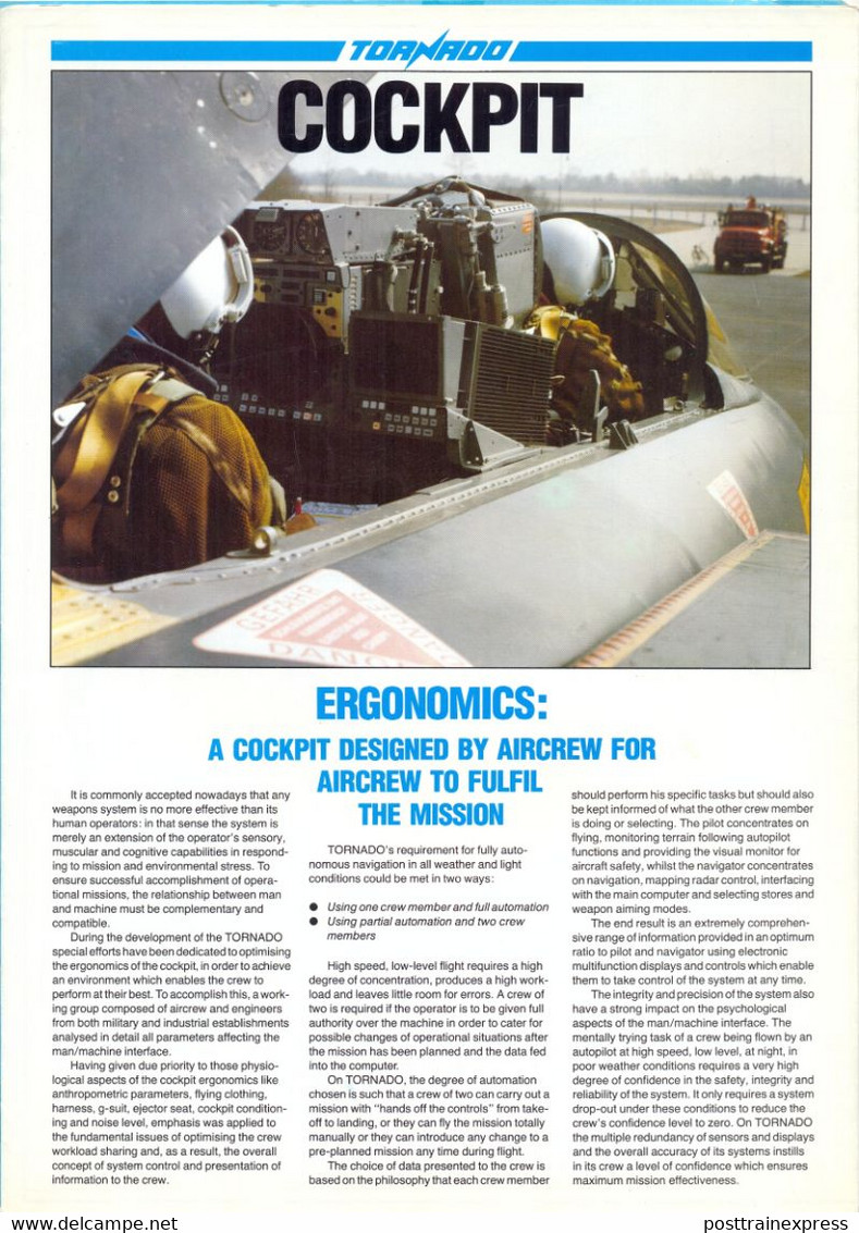 Germany. Panavia. The`TORNADO` Cockpit. - German