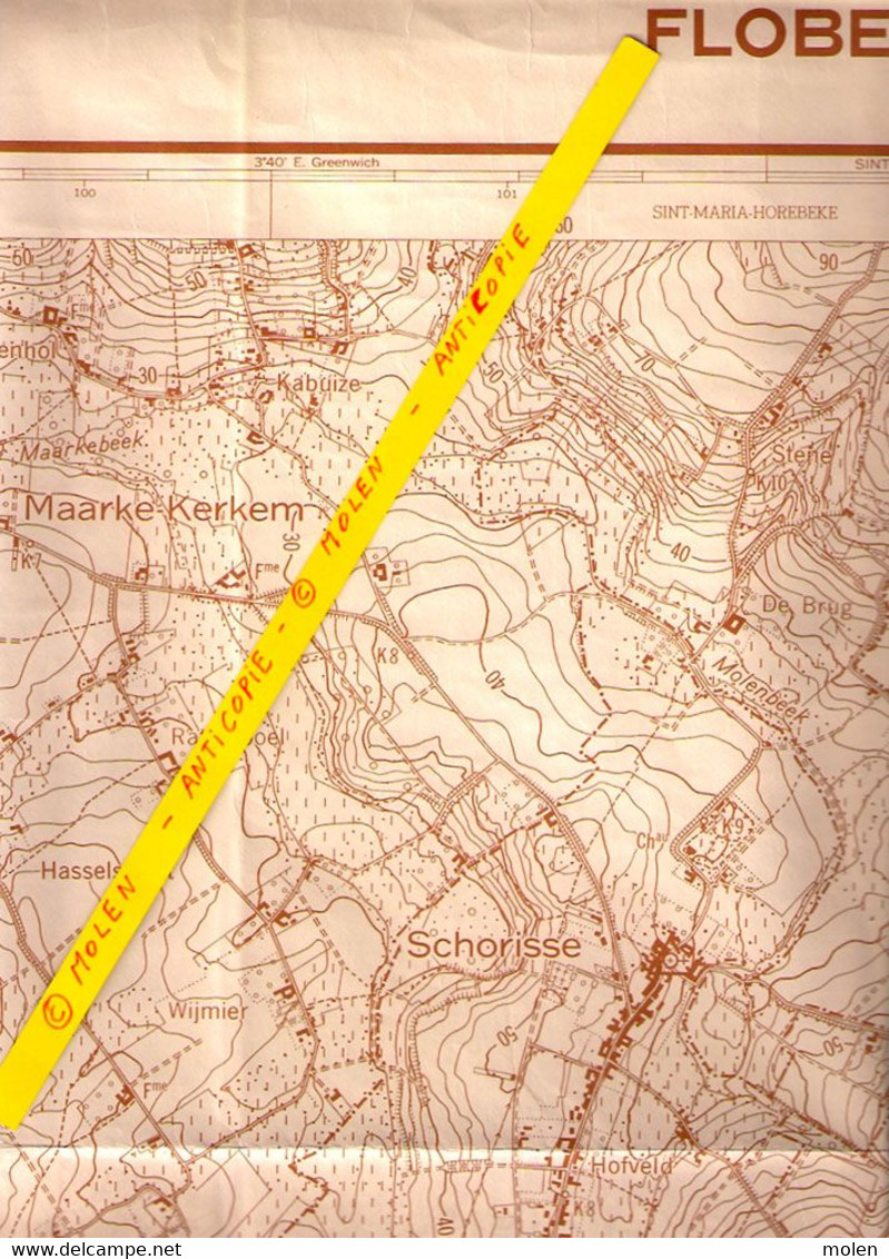 ©1954 STAFKAART CARTE ETAT MAJOR FLOBECQ MAARKE-KERKEM SCHORISSE ZEGELSEM ELLEZELLES MAARKEDAAL BRAKEL RONSE RENAIX S202 - Flobecq - Vloesberg