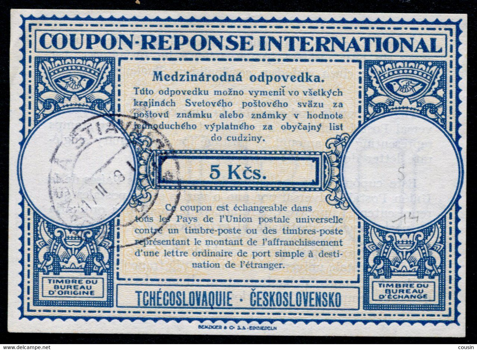 TCHÉCOSLOVAQUIE  International Reply Coupon / Coupon Réponse International - Zonder Classificatie