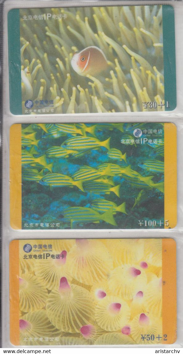 CHINA 2001 FISH JELLYFISH FULL SET OF 3 CARDS - Peces