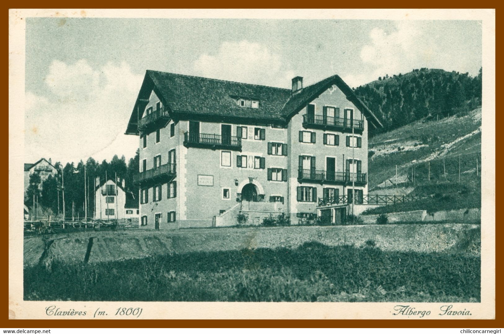 CLAVIERES - Albergo Savoia - Edit. BLANCHET Caffé Posta R. Privat. - Foto MARCONI - 1936 - Bars, Hotels & Restaurants