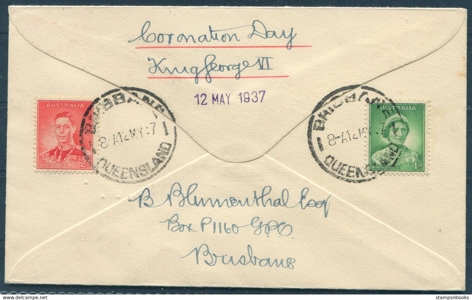 1937 Australia Rocket Society, SIGNED Brisbane Queensland Experimental Flight Coronation (duel Date) First Day Cover - Lettres & Documents