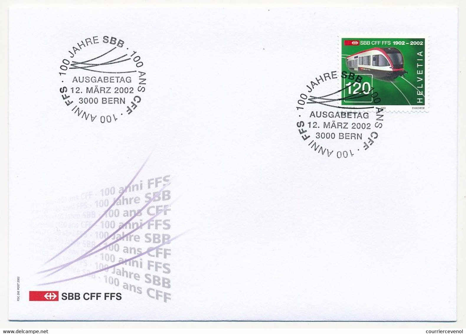 SUISSE -  FDC 2000 - Série "100 Jahre SBB" (Chemins De Fer Suisses) - 2 Enveloppes - FDC