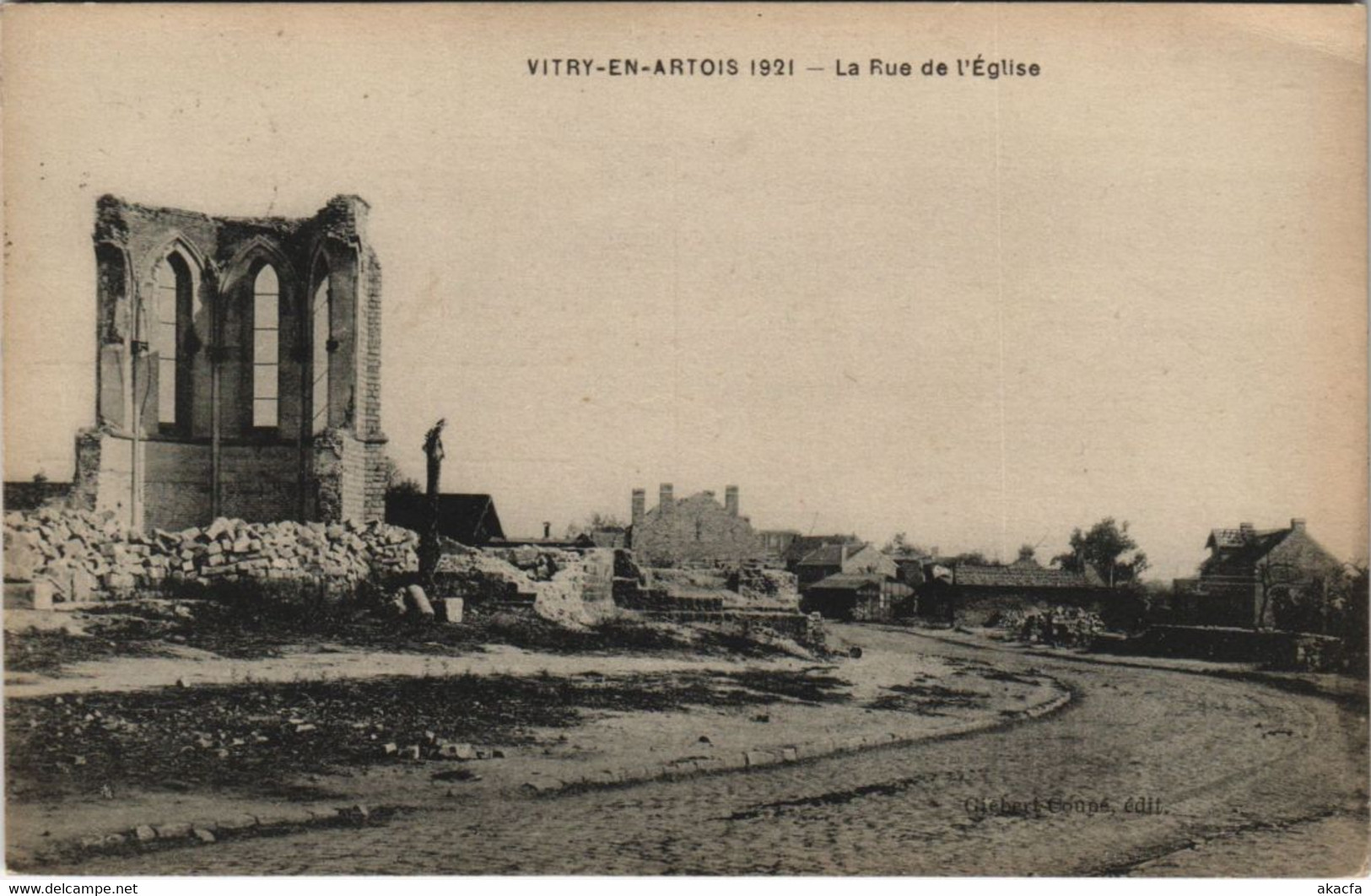 CPA VITRY-en-ARTOIS 1921 - La Rue De L'Église (126087) - Vitry-la-Ville