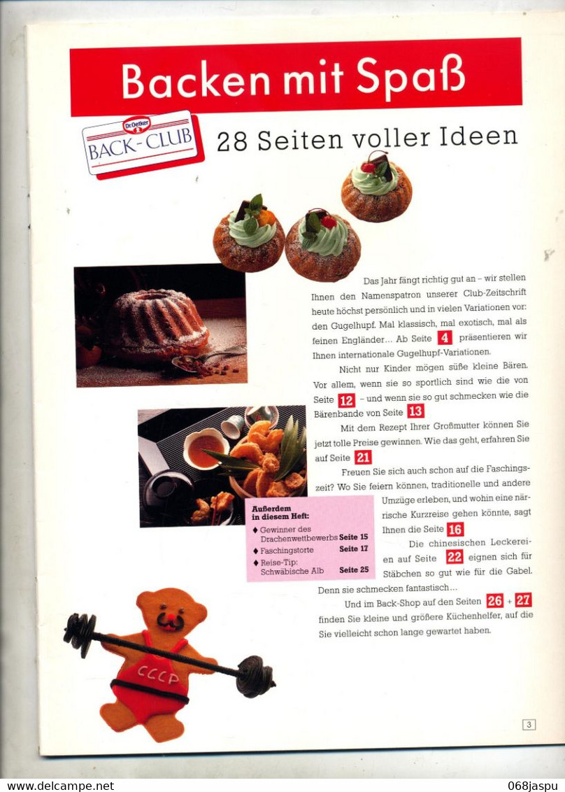 Revue Recette  Pâtisserie Club Dr Oetker Janvier 1992 - Food & Drinks
