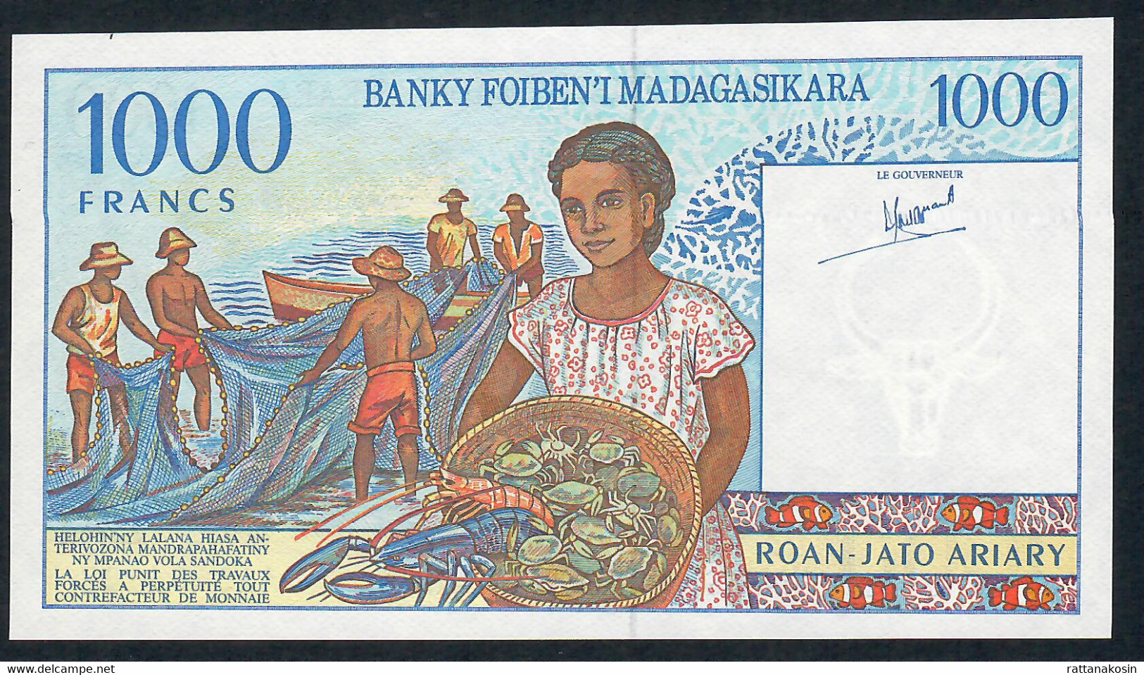 MADAGASCAR  P76a 1000 FRANCS   1994  #A  Signature 4   UNC - Madagascar