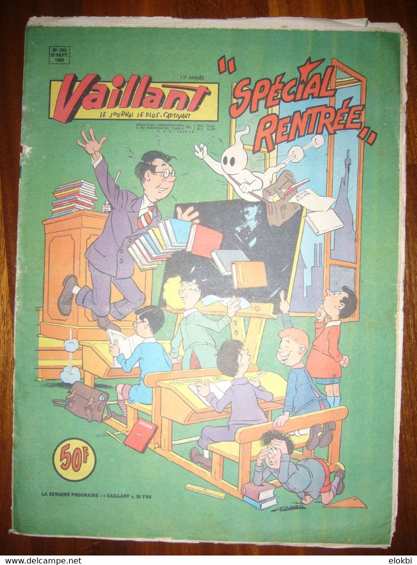 Vaillant N°593 Du 23 Septembre 1956 - "Spécial Rentrée" (32 Pages) -  Article Sur "la Caravelle,la Déesse Du Ciel" - Vaillant