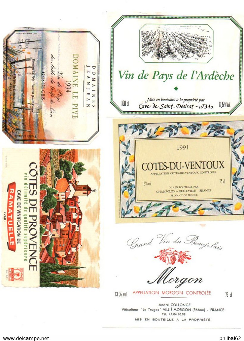 Lot 10 étiquettes De Vin. Vignobles Divers. 2 Photos. - Collections, Lots & Séries