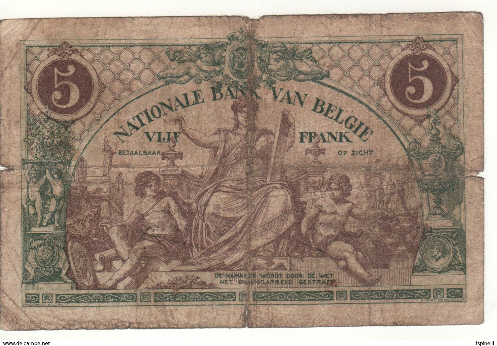 BELGIUM   5 Francs P75a   Dated  01-07-14   ( Allegorical Woman & Man/boy ) - 5-10-20-25 Francs
