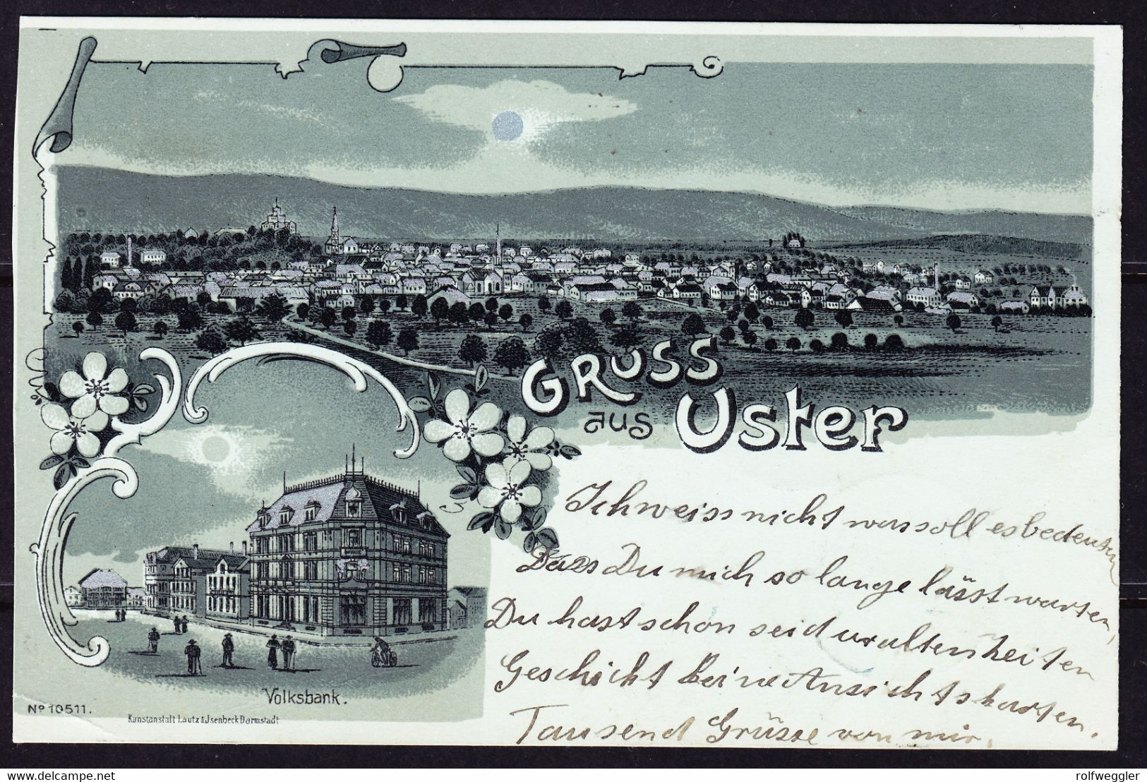 1901 Gelaufene Lithokarte, Gruss Aus Uster. Rechts Etwas Beschnitten. - Uster