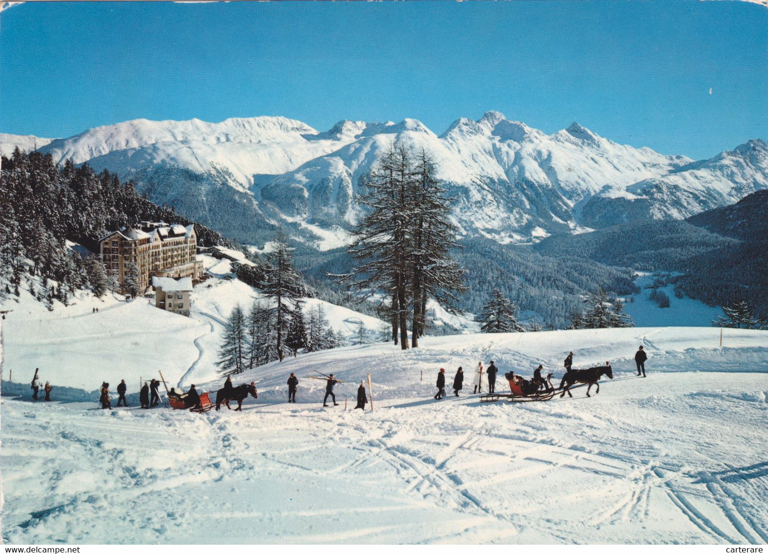 Suisse,helvetia,swiss,schweiz,svizzera,switzerland,GRISONS,SAINT MORITZ,VUE ANIMEE,TRAINEAU - Saint-Moritz