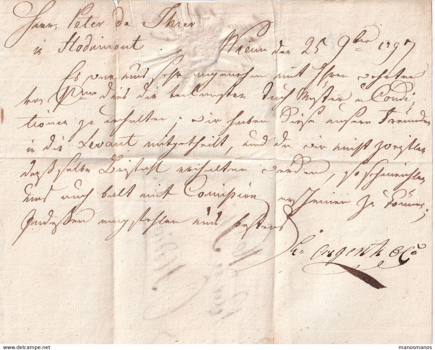 DDY 109 - Incoming Mail - Lettre Précurseur 1797 De VIENNE Vers HODIMONT - Divers Ports à La Craie Rouge Et Encre - Other & Unclassified