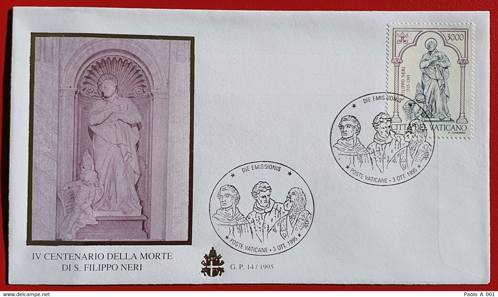 VATICANO VATIKAN VATICAN 1995 SAN FILIPPO NERI FDC SAINT PHILIP NERI - Covers & Documents