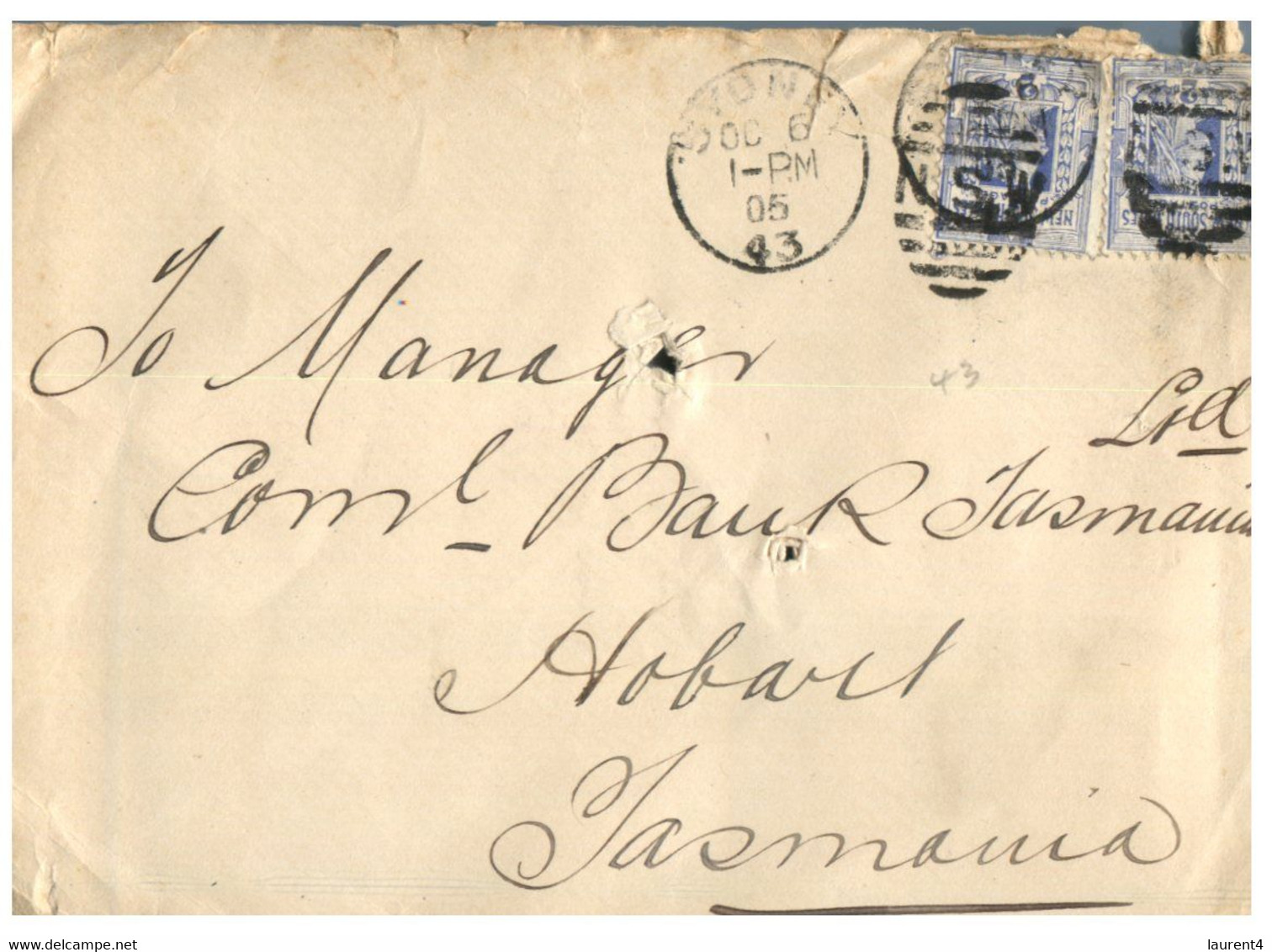 (W 21 A) Australia Very Old - 1905 - New South Wales Cover Posted To Tasmania - Autres & Non Classés