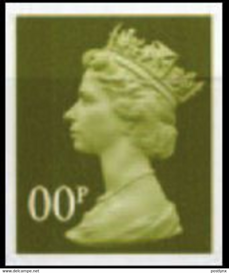 GREAT BRITAIN 2002 QII Machine 00 (6p) Yellow-Olive TRIAL IMPERF. - Essays, Proofs & Reprints