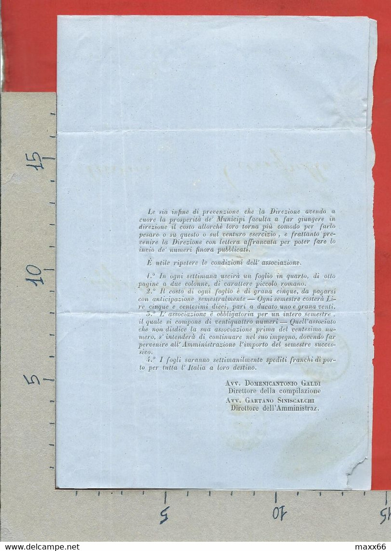 REGNO D'ITALIA STAMPATI FRANCHI - 1862 Stampa Gazzetta Dei MUNICIPI I - NAPOLI CAMPELLO PERUGIA SPOLETO - AMBULANTE - Dienstmarken