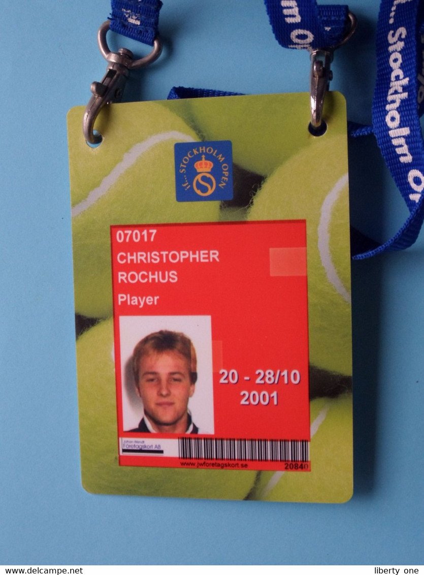 If... STOCKHOLM OPEN 2001 : CHRISTOPHER ROCHUS Belgium / Accreditation CARD / With ORIGINAL Lanyard / Cordon ! - Sonstige & Ohne Zuordnung