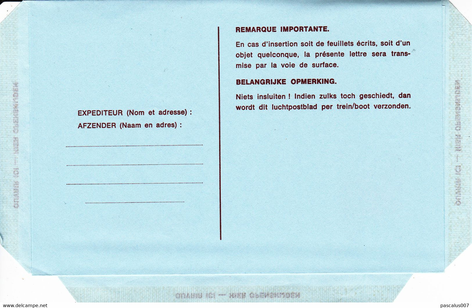 B01-212 P147-019I - Entier Postal - Aérogramme N°19 I (FN) Belgica 1982 - 17 F - Représentation Du Cob 2074 - Estafette - Aérogrammes