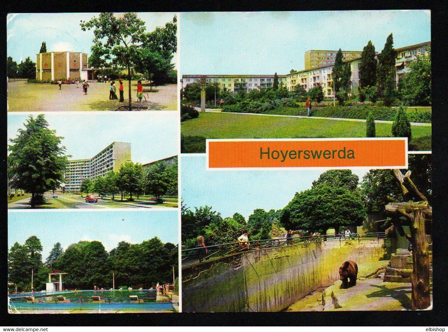 006} BRD - 4  AK -  Hoyerswerda - Warenhaus, Planetarium, Postsäule, Tierpark - Hoyerswerda