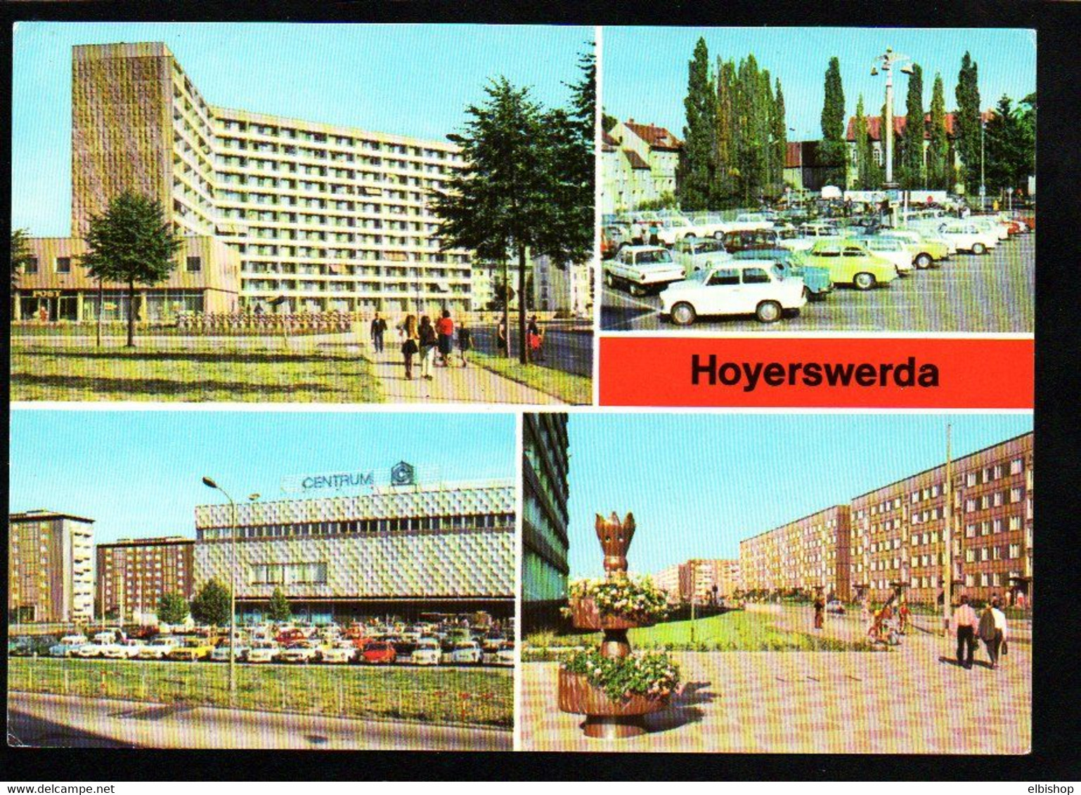 006} BRD - 4  AK -  Hoyerswerda - Warenhaus, Planetarium, Postsäule, Tierpark