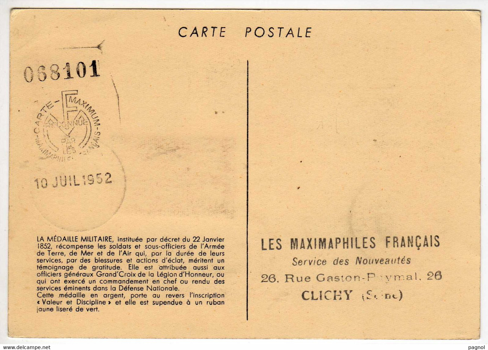 Carte Maximum : Centenaire De La Médaille Militaire - 1950-1959