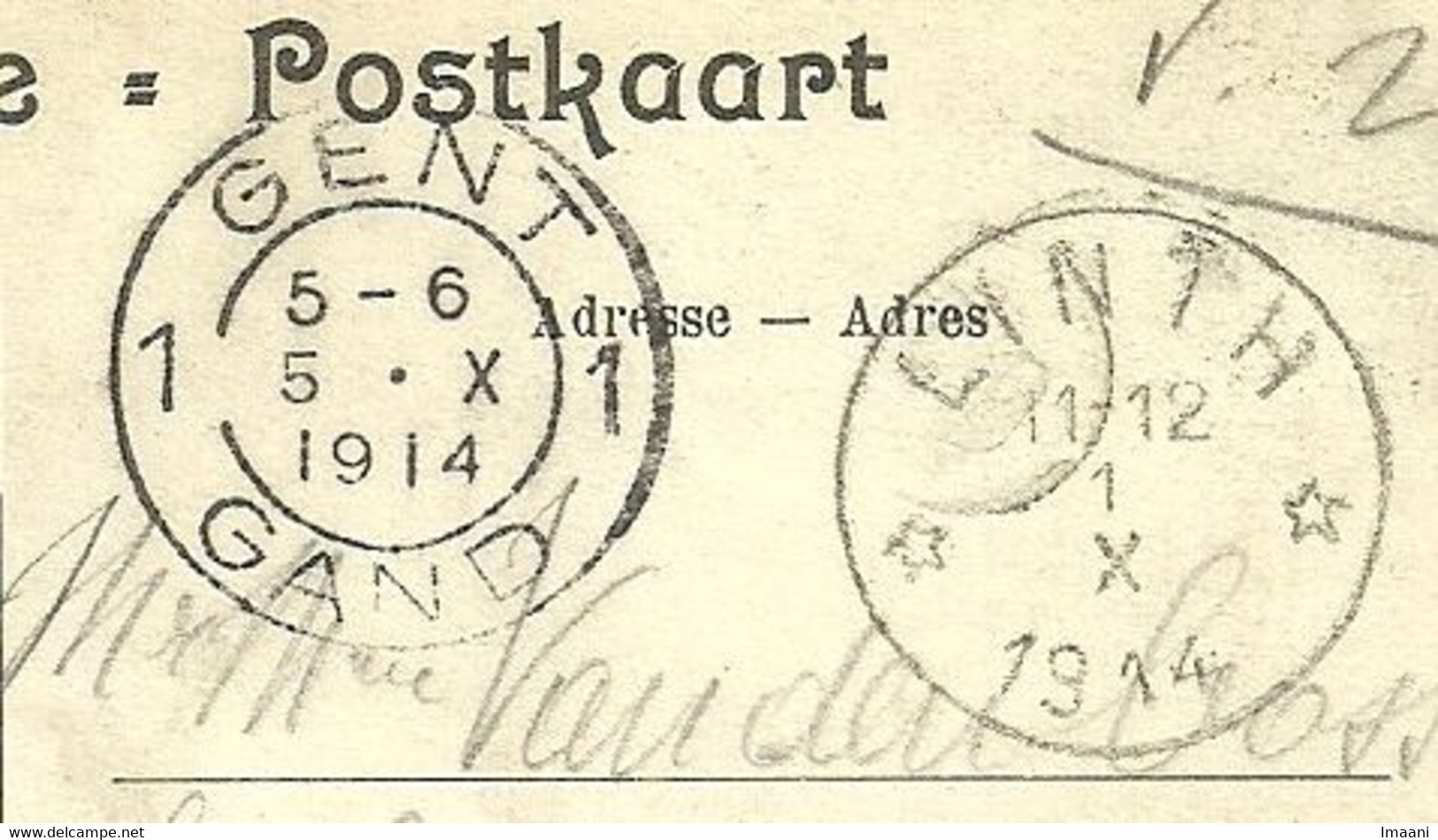 Kaart Met Sterstempel (Relais) * LINTH * Op 1/10/1914 Naar GAND 5/10/14 (Offensief W.O.I)  (K5964) - Zone Non Occupée
