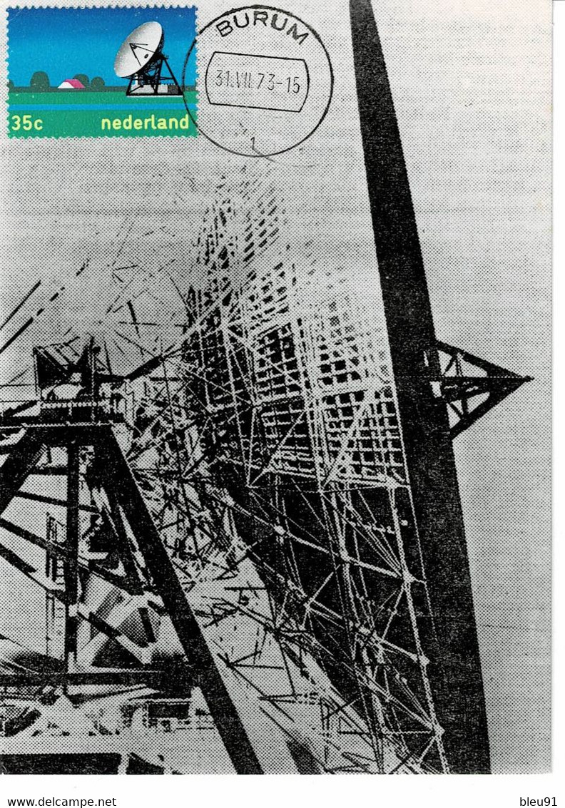 CARTE MAXIMUM PAYS BAS 1973 Inauguration Of Satellite Receiving Station At Burum - Maximum Cards