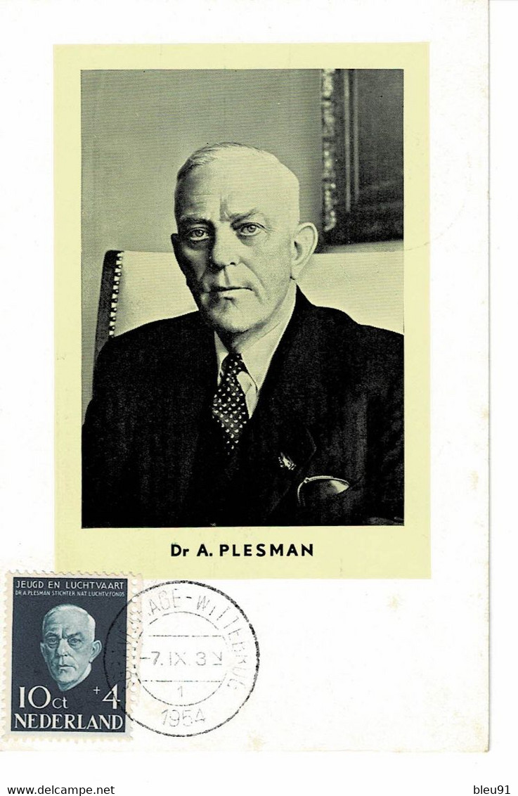 CARTE MAXIMUM PAYS BAS 1954 Dr. A. PLESMAN - Maximum Cards