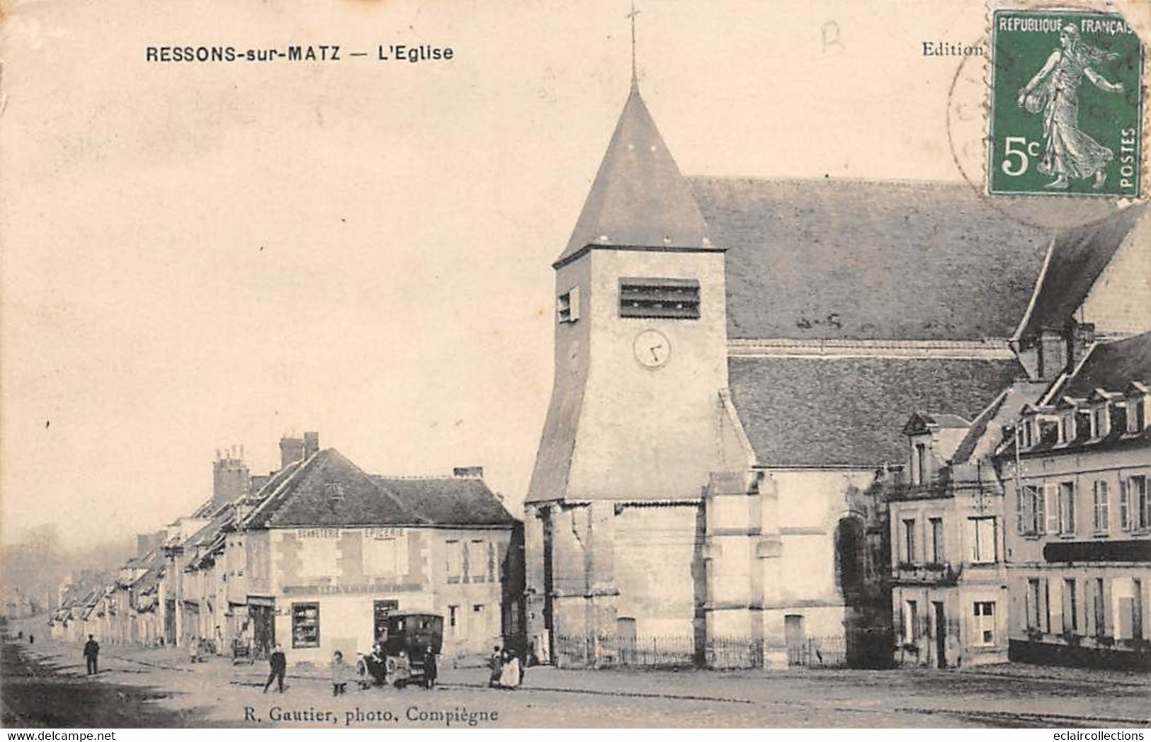 Ressons Sur Matz        60          La Place Et église          (voir Scan) - Ressons Sur Matz