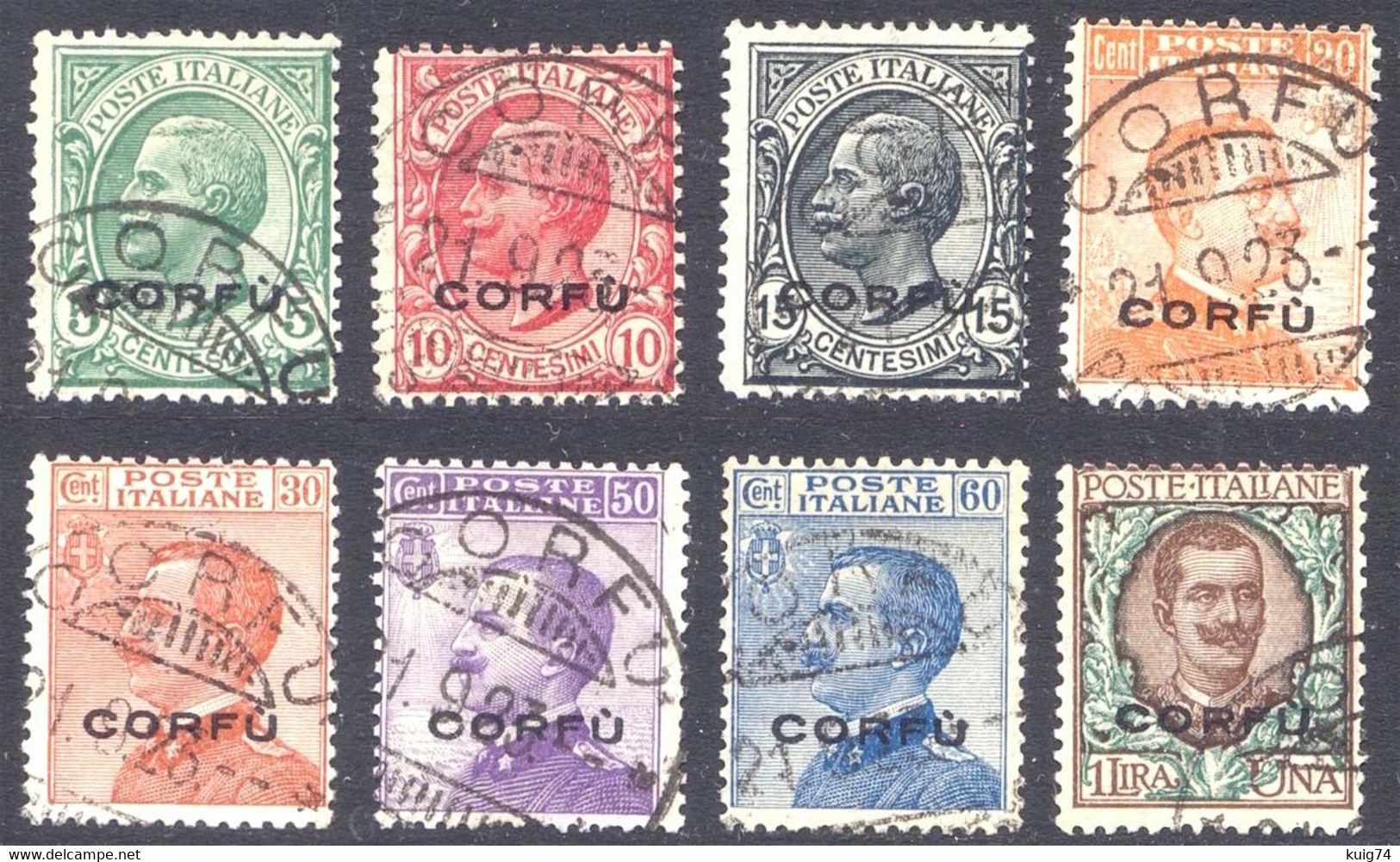 1923 CORFU' N.1/8 USATI SPLENDIDI - USED LUXUS SET COMPLETE - Corfou