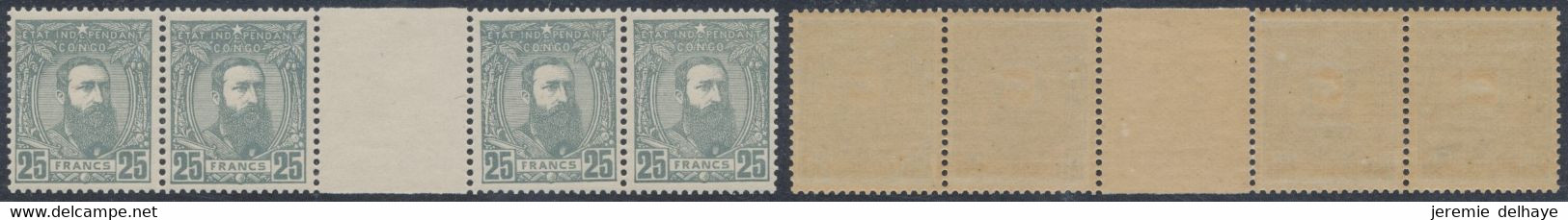 Congo Belge - Léopold II çàd N°13A** (MNH) En Bande De 4 + Interpanneaux / Fragilisé Entre Le 2e TP Et L'interpanneau - 1884-1894