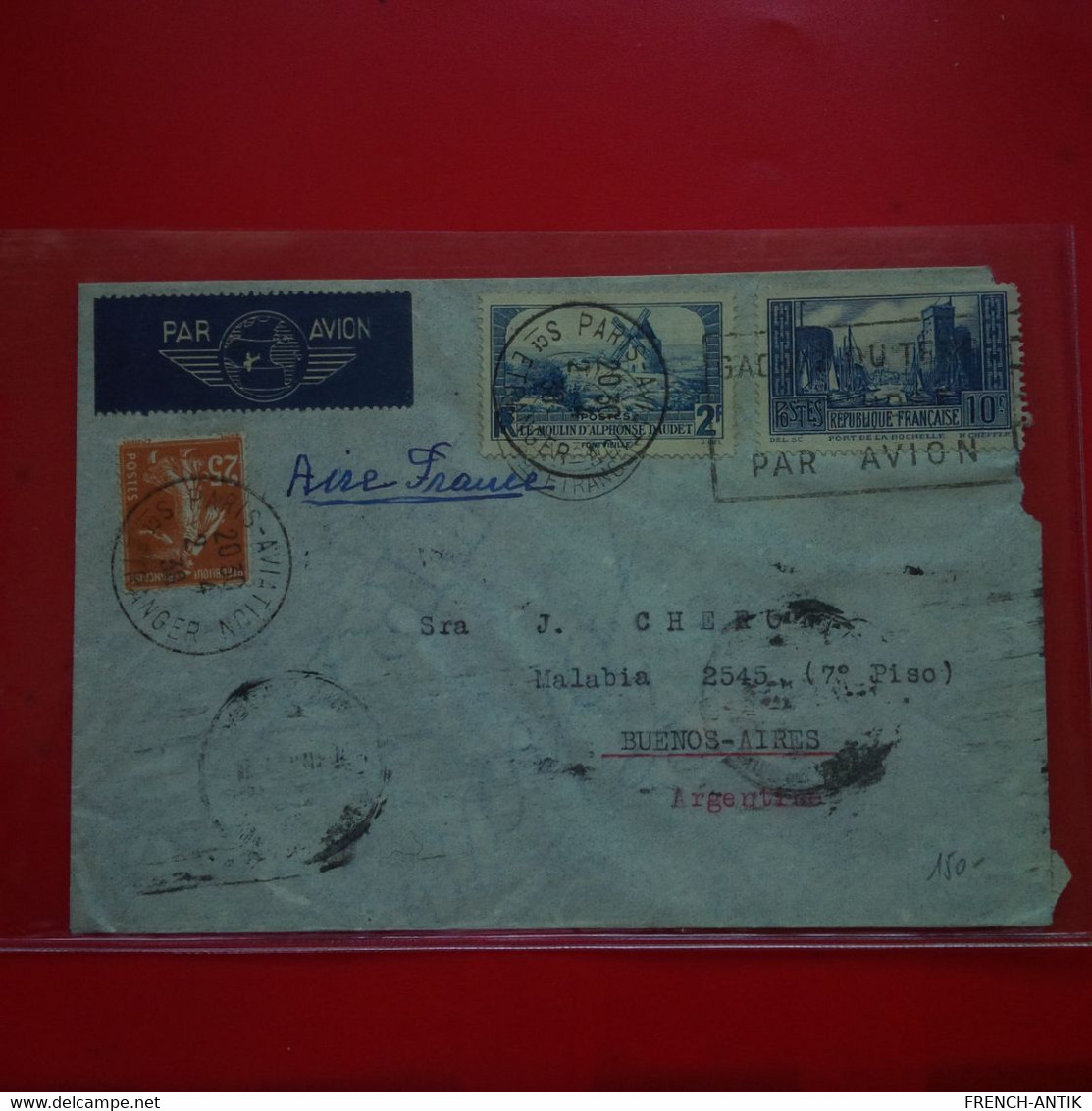 LETTRE PARIS BUENOS AIRES PAR AVION - Storia Postale