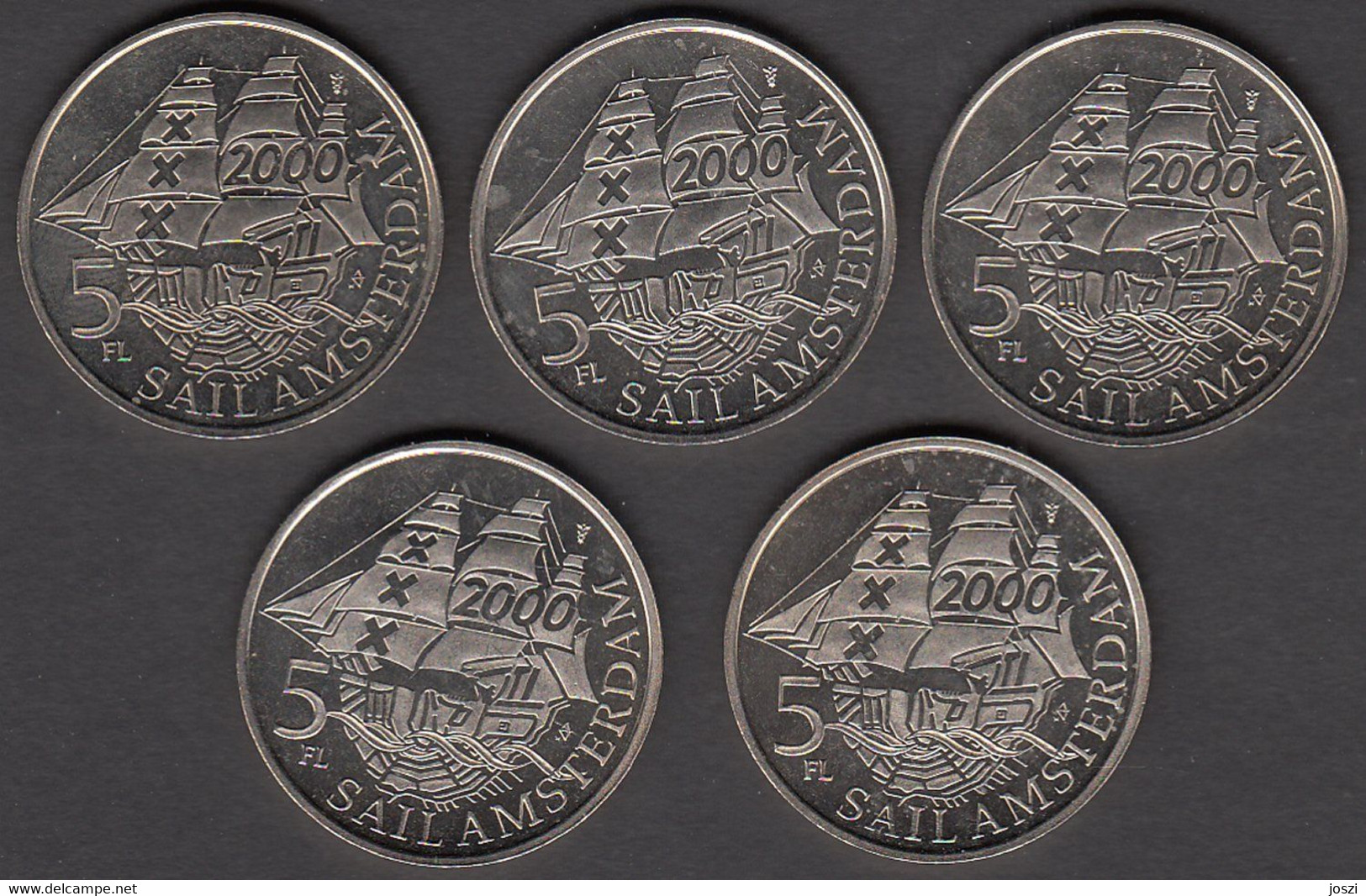 Nederland Set Penningen (5) Sail Amsterdam 2000 5 Florijn - Souvenir-Medaille (elongated Coins)