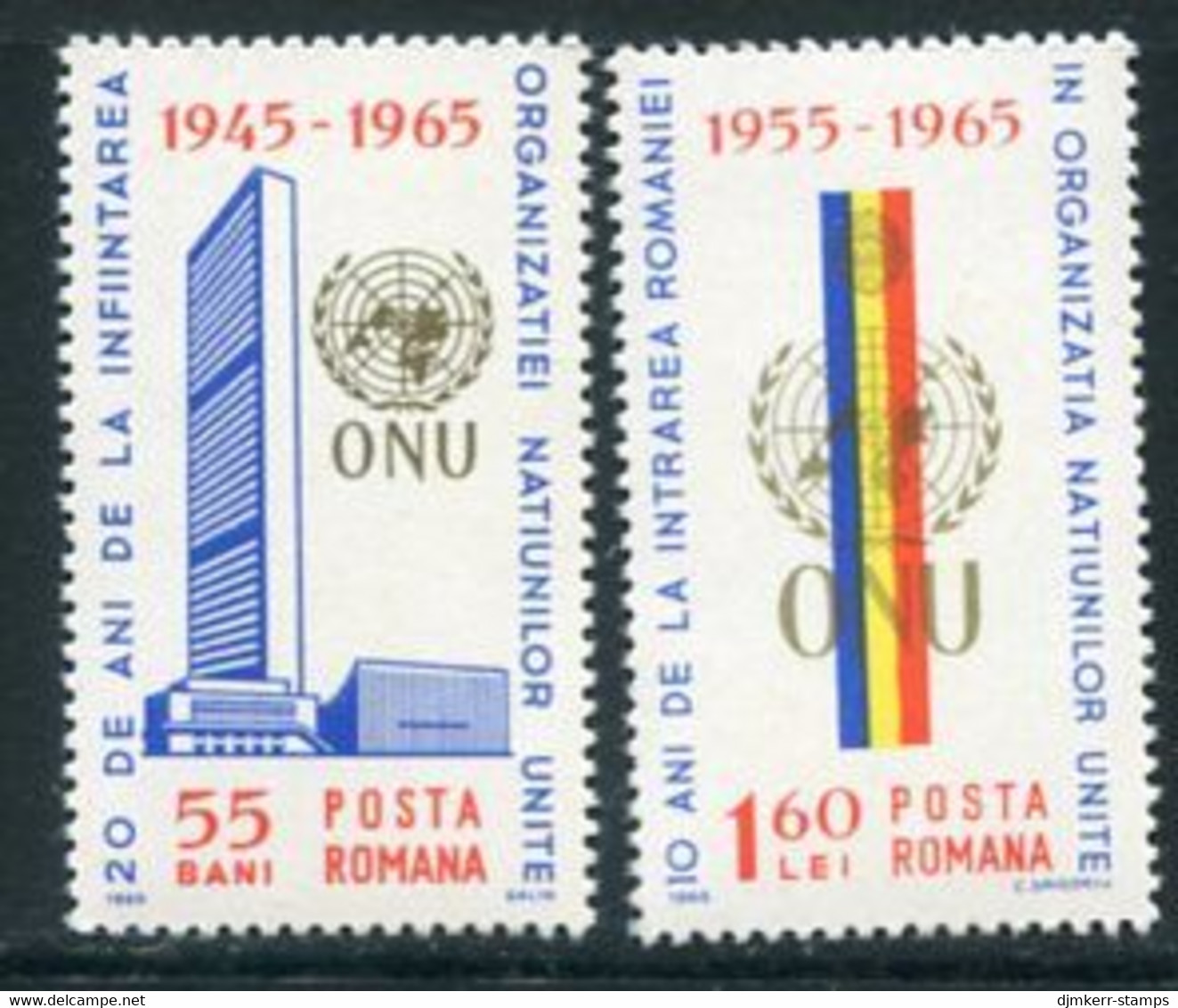 ROMANIA 1965 20th Anniversary Of UNO MNH / **.  Michel 2375-76 - Ungebraucht