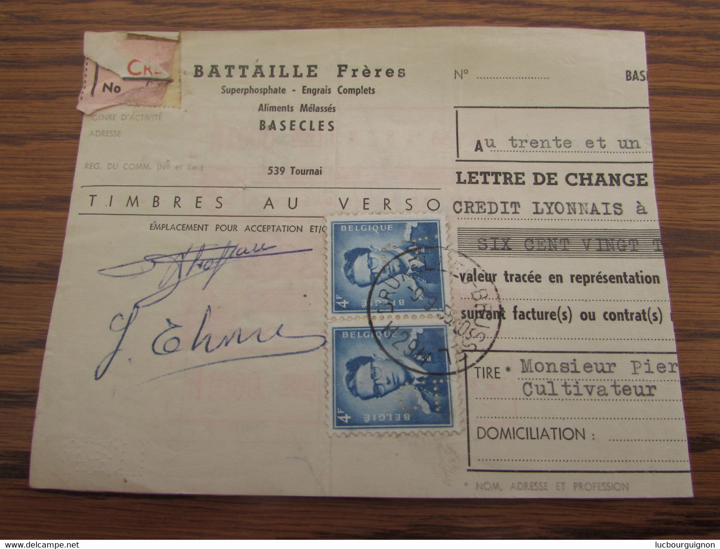 4 Lettres De Change Affranchie Au Type "Marchand" (ports Différents) Et Toutes PERFOREES - 1951-..