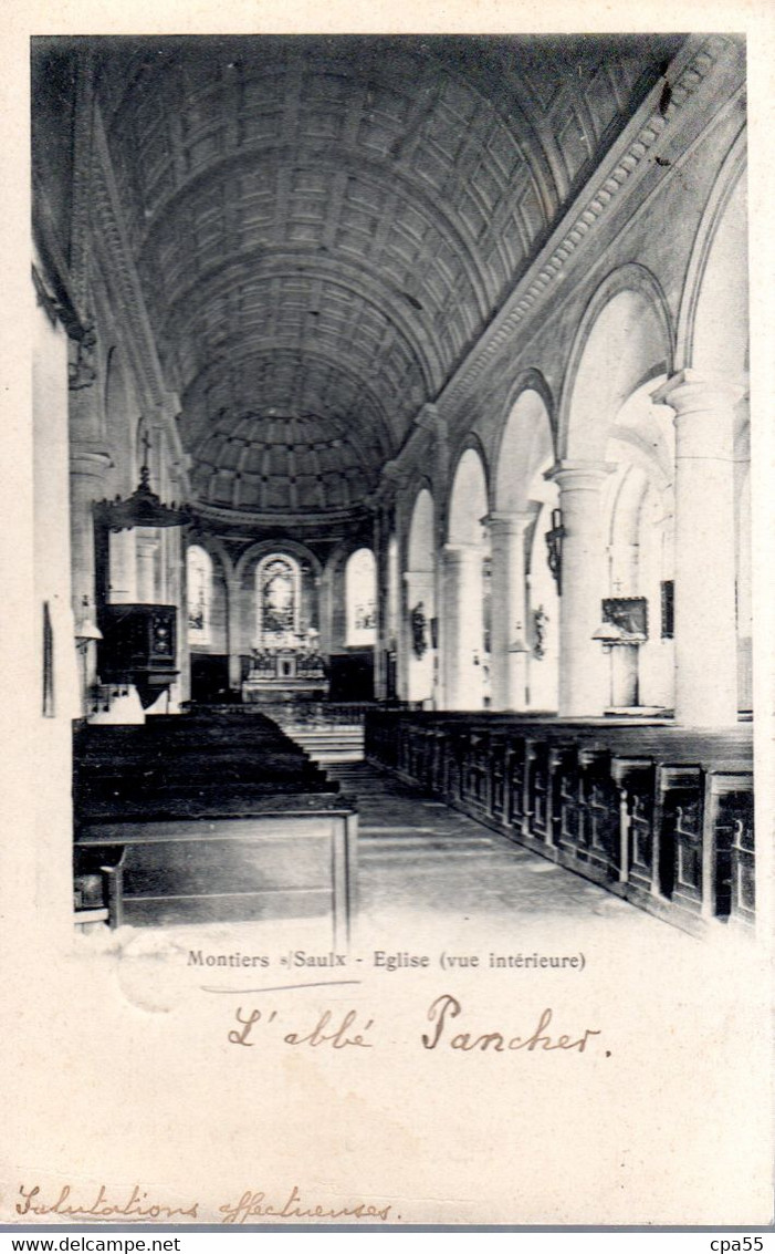 MONTIERS SUR SAULX  -  Eglise ( Vue Intérieure )  -  Dos Non Divisé  -  Abbé Pancher - Montiers Sur Saulx