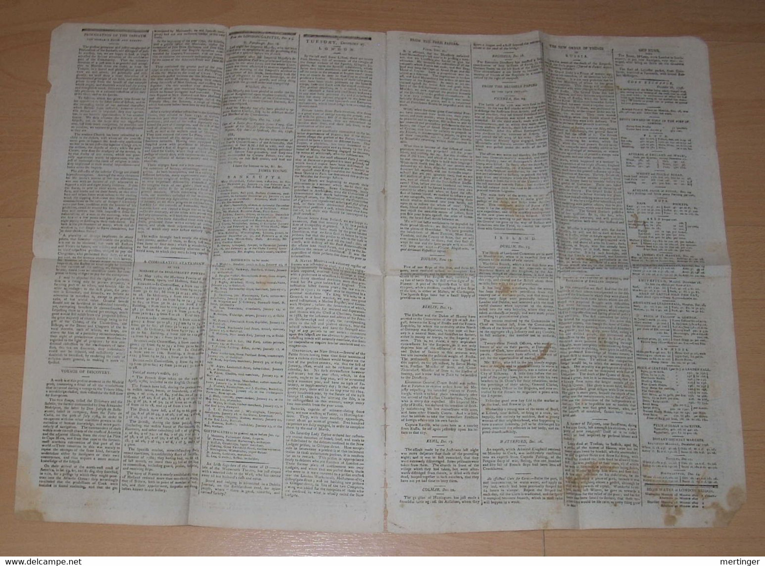 Great Britain 1796 Newspaper The London Evening Post December 24 Christmas - ...-1840 Vorläufer