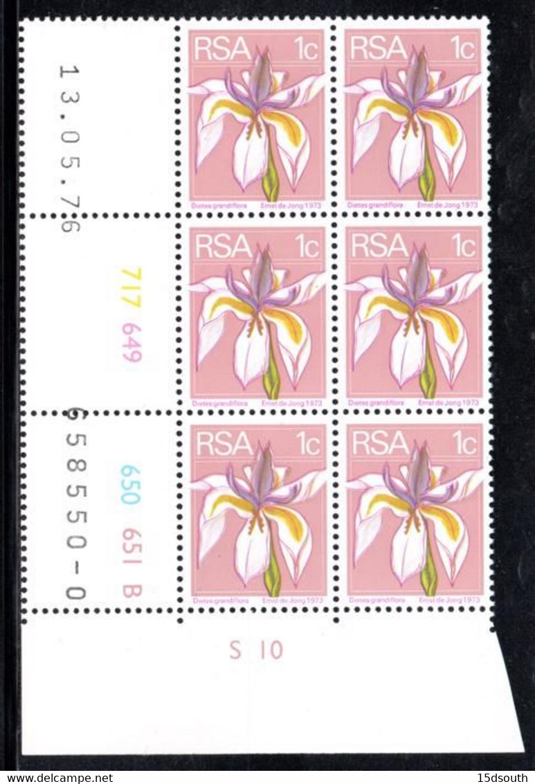 South Africa - 1976 2nd Definitive 1c Control Block (1976.05.13) Pane B (**) # SG 348 - Blokken & Velletjes