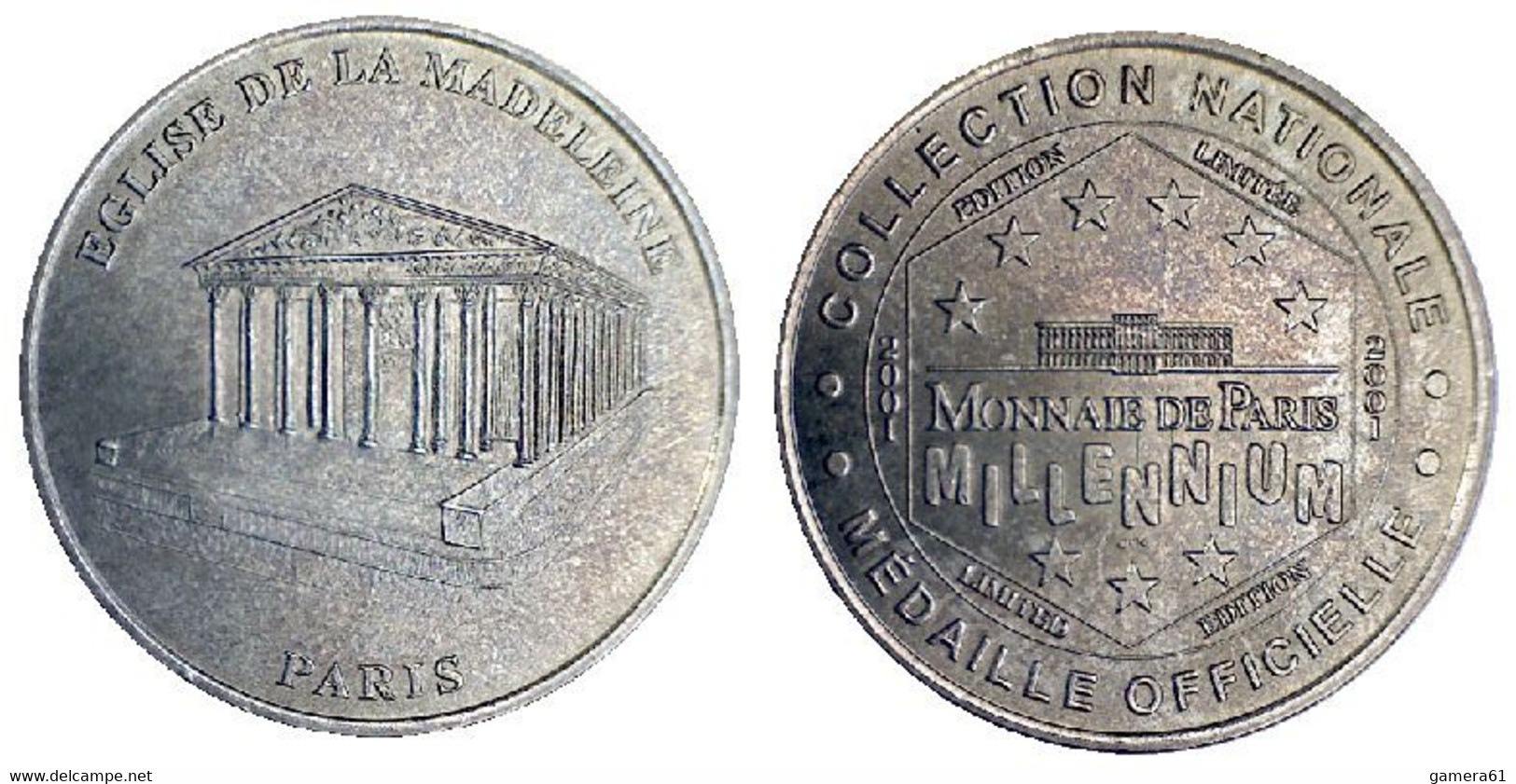 00759 GETTONE TOKEN JETON FICHA TOURISTIQUE MDP EGLISE DE LA MADELEINE PARIS 2001 - 2001