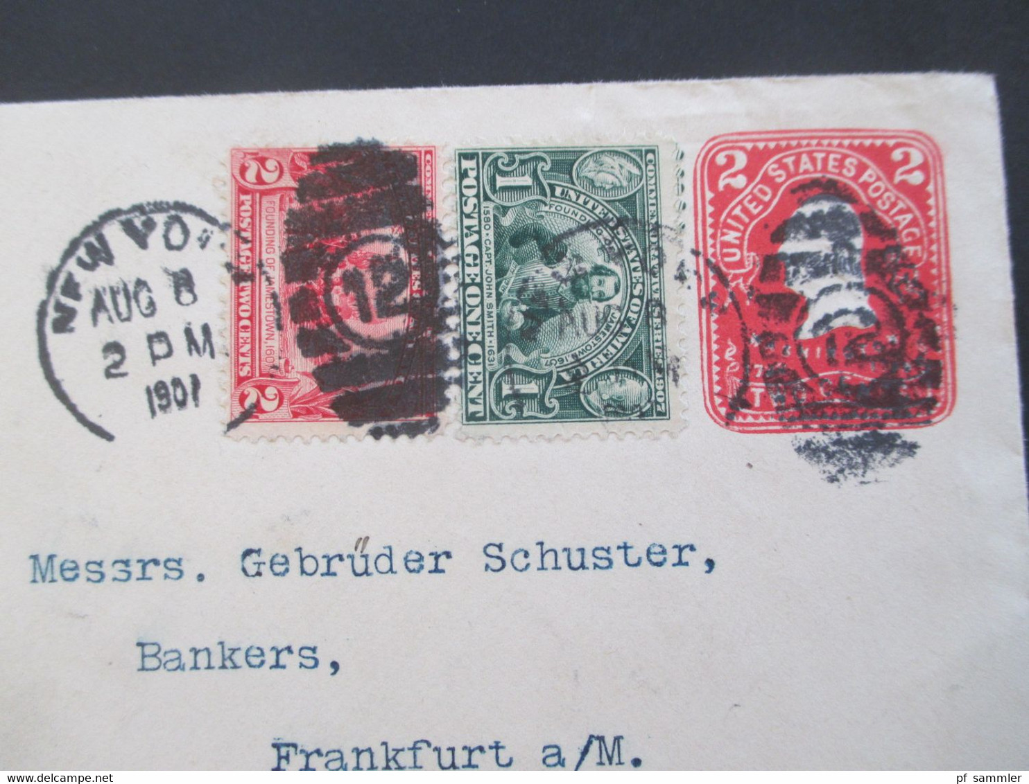 USA 1907 Ganzsachen Umschlag Mit Zusatzfrankaturen Jamestown Ausstellung Nr. 159/160 Per SS New York Schiffspost - Lettres & Documents