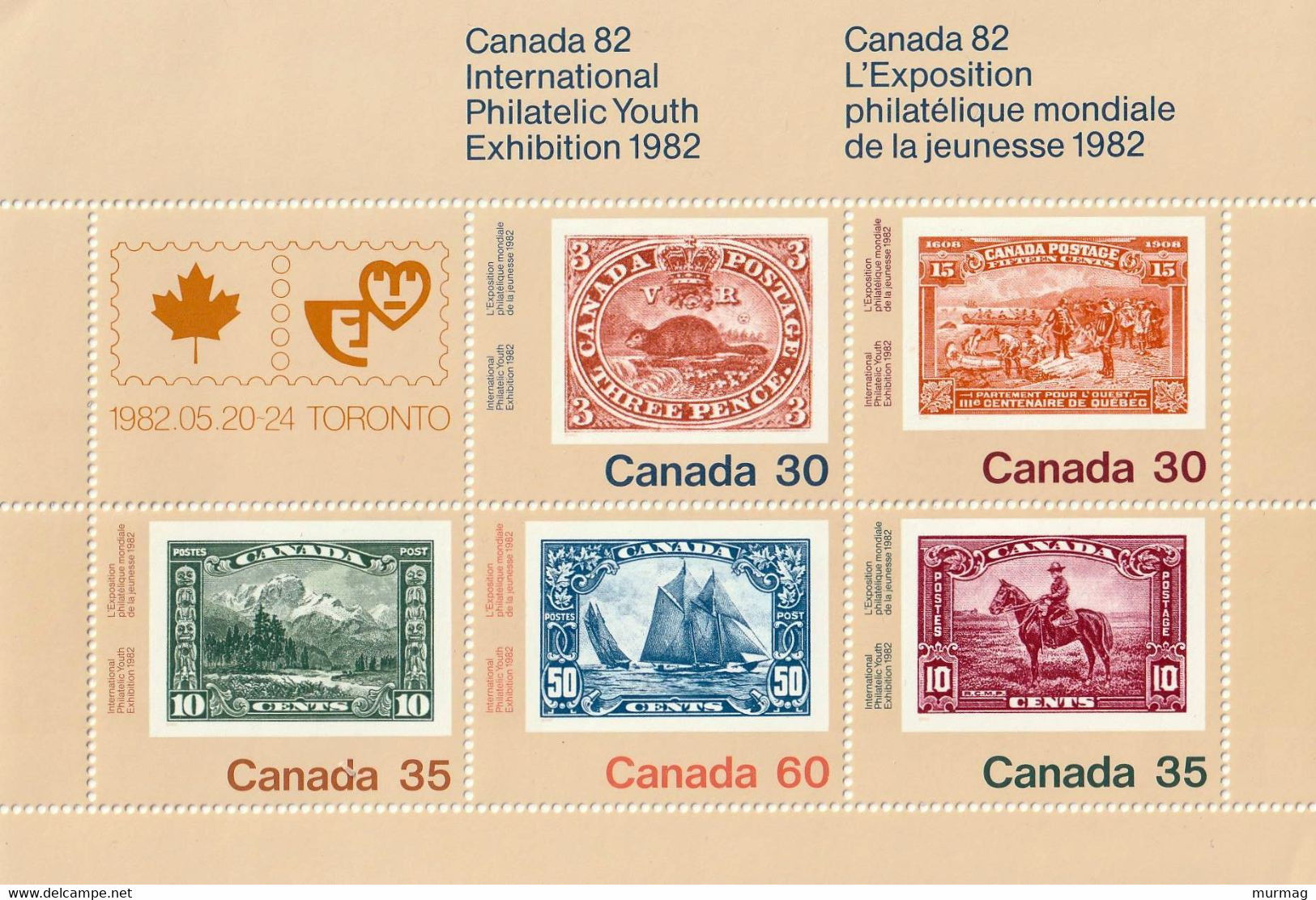 CANADA - Exposition Philatélique Mondiale De La Jeunesse, Toronto - BF 3 - Tbres 787-788B - 1982 - Andere & Zonder Classificatie