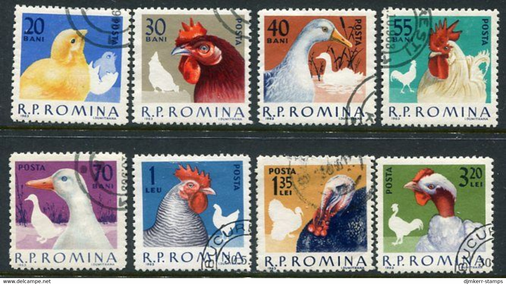 ROMANIA 1963 Domestic Poultry Used.  Michel 2145-52 - Used Stamps