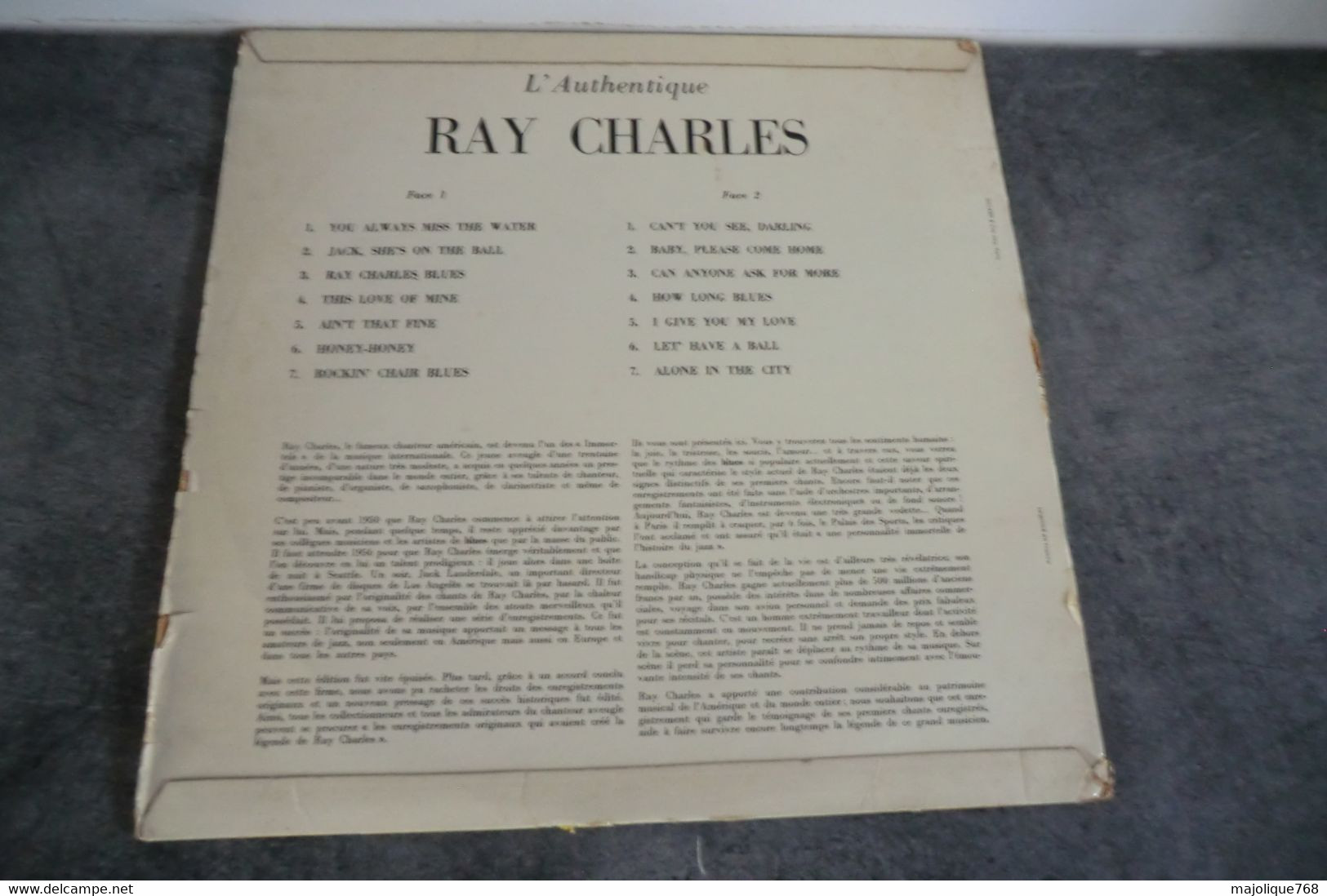 Disque De Ray Charles - L'authentique - Guilde Internationale Du Disque J-1250 - Francc 1962 - - Soul - R&B