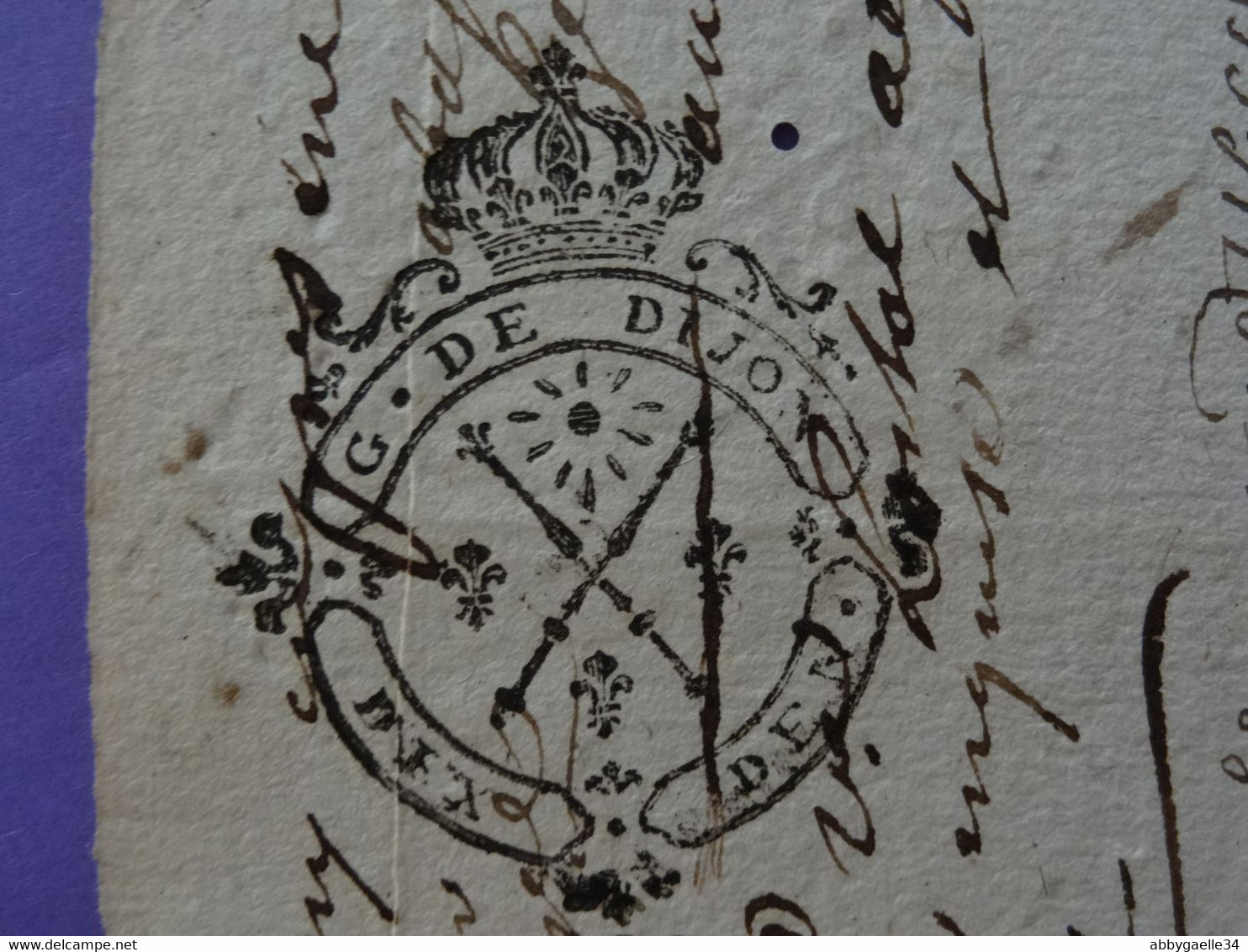 1735 Généralité De DIJON (Côte D'or) Papier Timbré Du N°200 De "DIX SOLS" + Contremarque N°210 "DIX DEN." Baigneux - Seals Of Generality