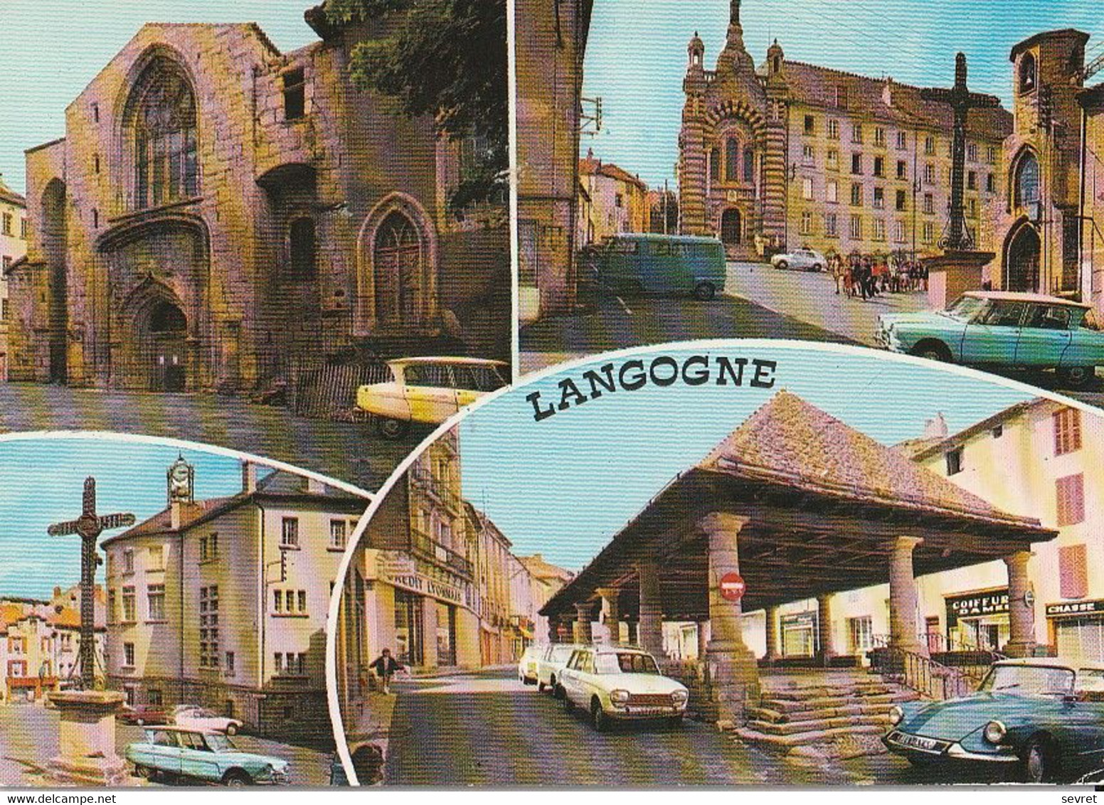 LANGOGNE. - Multivues. Beau Cliché De Voitures Années 60( Citroën DS, Ami 6, Peugeot 204....) - Langogne