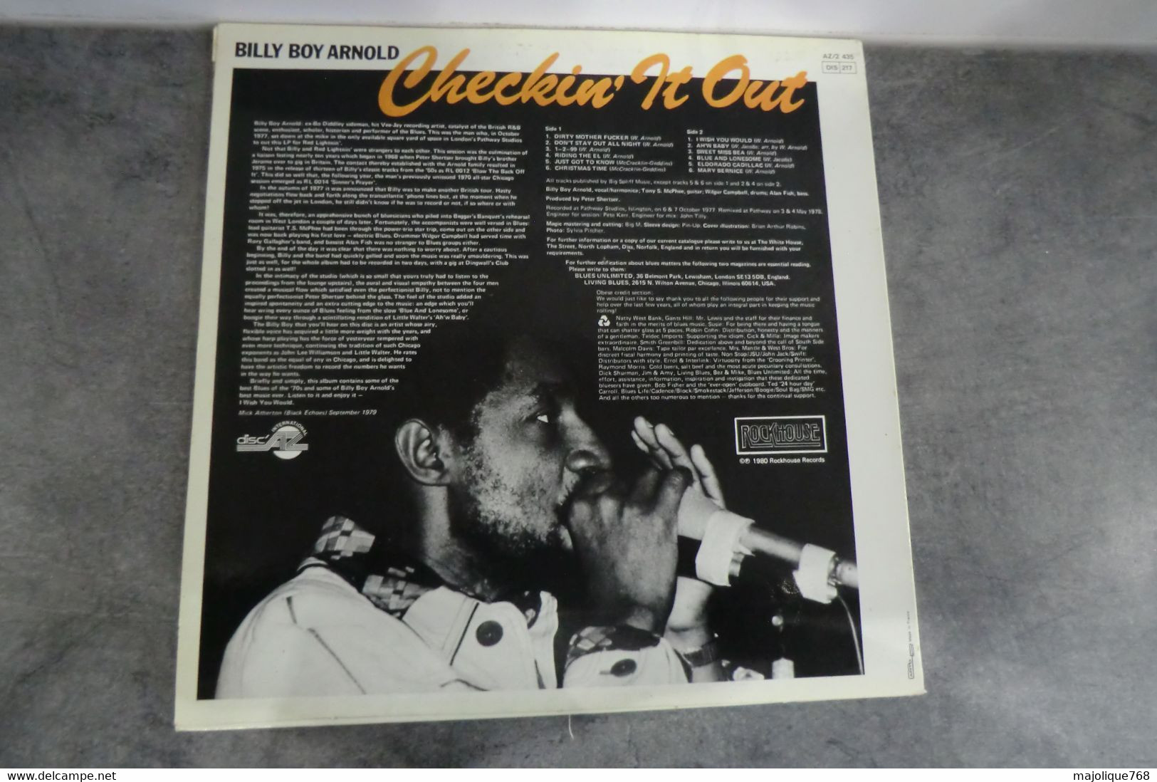 Disque De Billy Boy Arnold - Checkin It Out -  Rockhouse ‎– AZ/2 435 - France 1982 - Blues