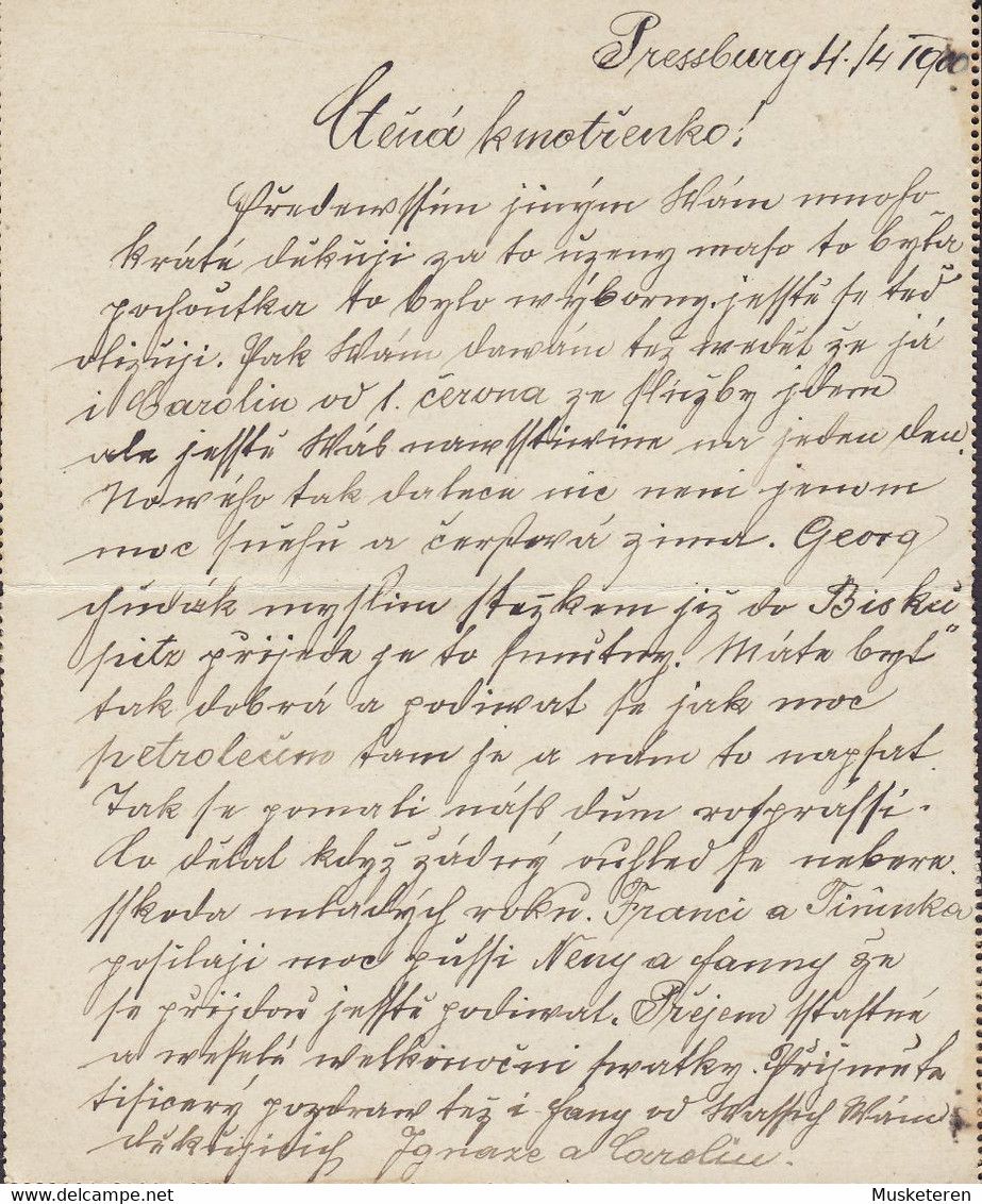 Slovakia Vorläufer Hungary Ungarn Postal Stationery Ganzsache Kartenbrief POZSONY 1900 JEVICKO Mähren (Arr.) - Postales